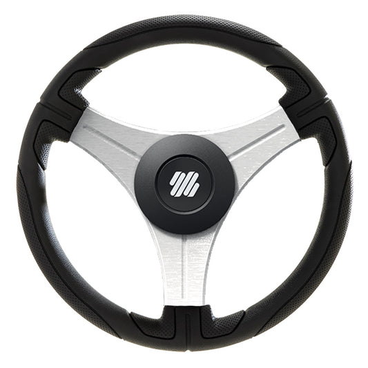 Uflex Ustica 13" Steering Wheel - Black - Polyurethane w/Silver Spokes  X62 Hub [USTICA-B/S]